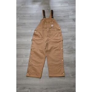 Vtg Carhartt R37 Duck Zip to Thigh Bib Overalls Unlined Size 44 X 30 NWT NOS